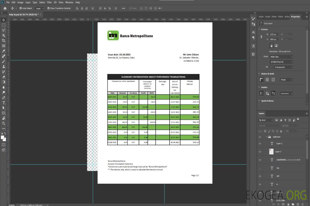 Relevé bancaire Cuba Banco Metropolitano xls template Relevé bancaire Cuba Banco Metropolitano xls template
